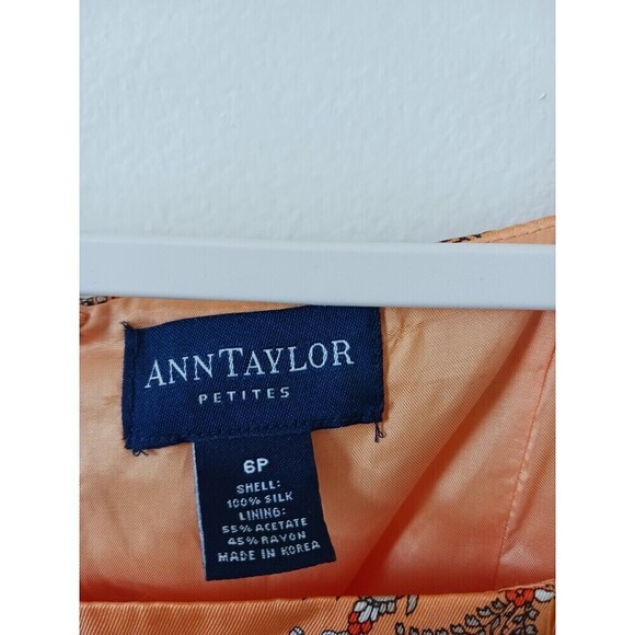 Ann Taylor Petite Sheath Silk Dress Sleeveless Knee Length Orange Size 6P - Picture 3 of 7